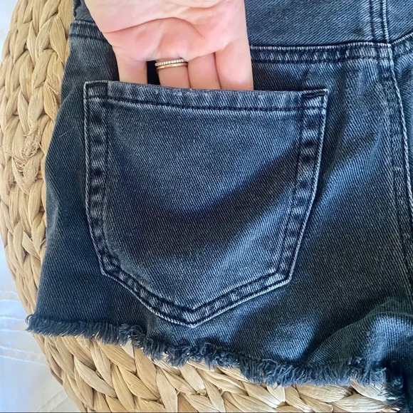 Bullhead Denim Co Distressed Black High Rise Mini Jean Short - Picture 8 of 8